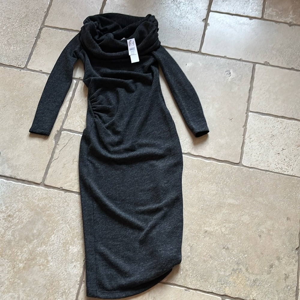 Gorgeous off the shoulder or neck version long fitted sweater dress